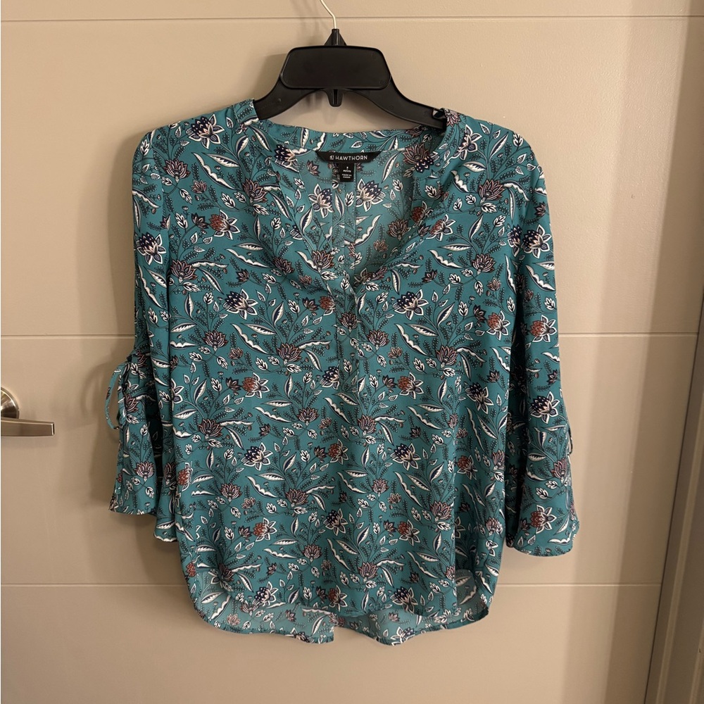 41 Hawthorn Teal Floral Blouse